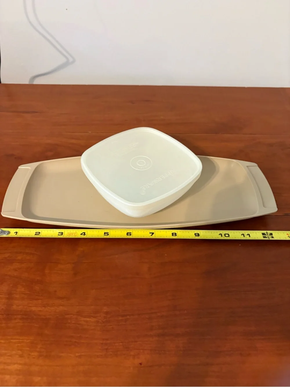 Vintage Tupperware Serving Tray & Snack Container Set Almond Beige